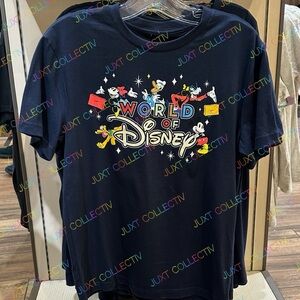 Disneyland Mickey And Friends World Of Disney Navy Blue Vintage Graphic Shirt